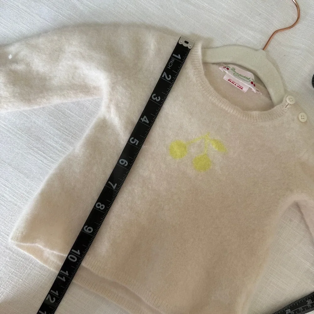 Bonpoint Toddler Cream 100% Cashmere Yellow Cherry Sweater Size 3A S03XJUK00003